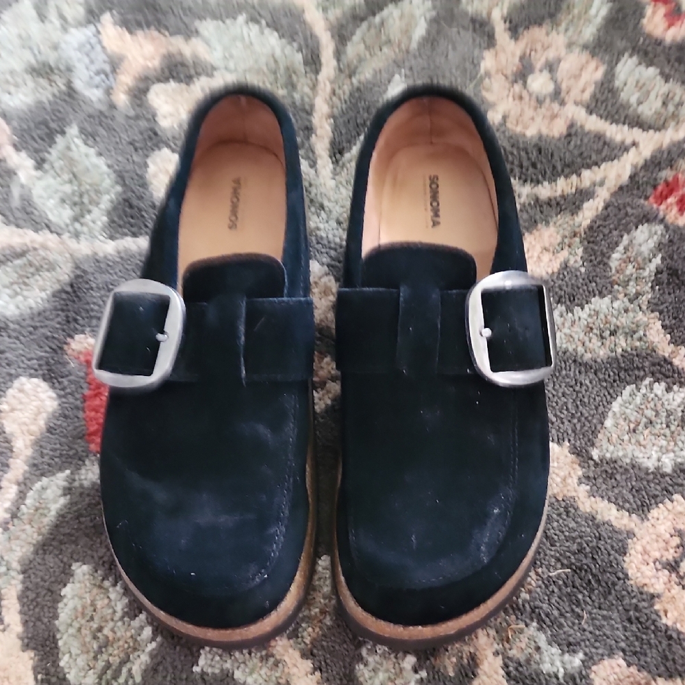 Sonoma Black Mule Clogs with Silver Buckle